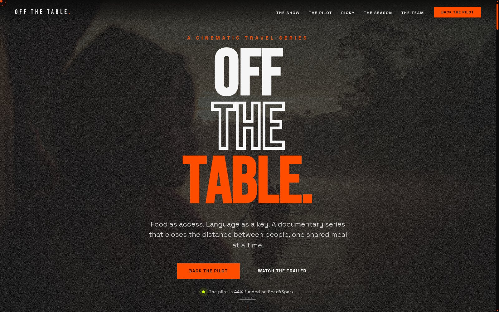 Off The Table cinematic travel show website