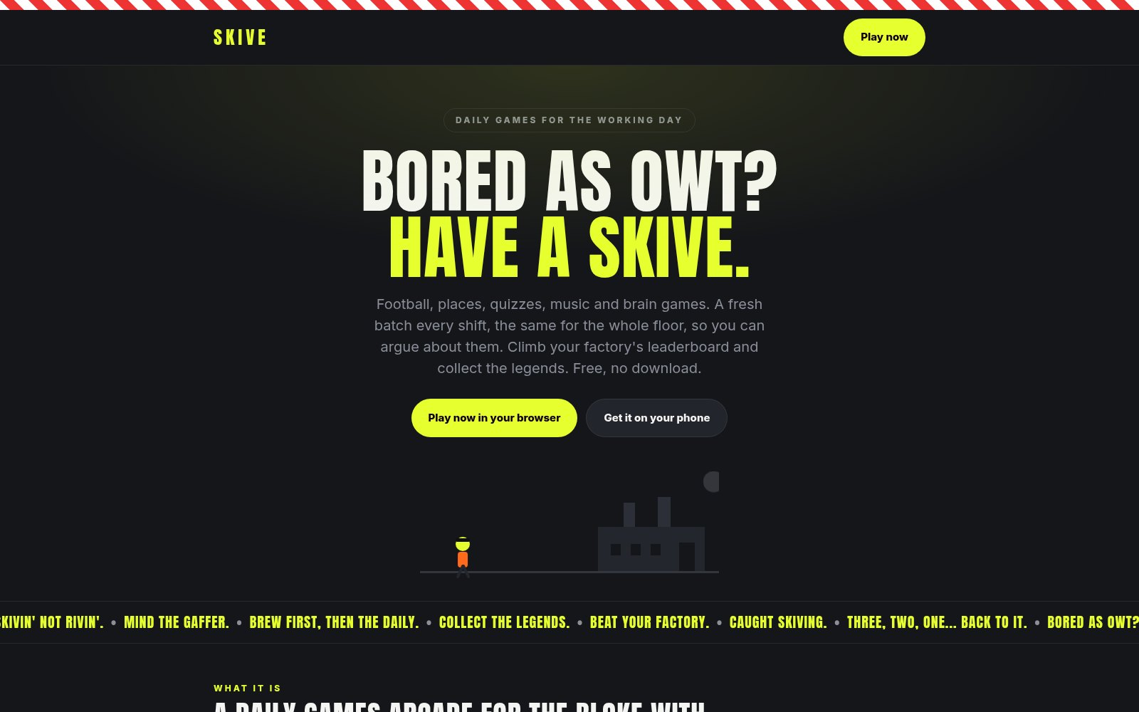 SKIVE daily games app for shift workers website